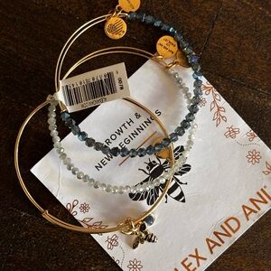Alex and Ani Gold and Gray Bracelet Trio